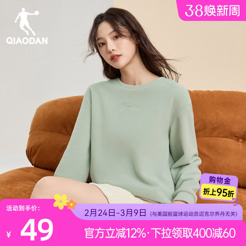 乔丹运动卫衣女2025年冬季新款加绒保暖上衣圆领时尚舒适套头衫女