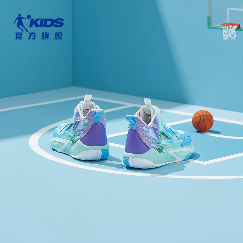 乔丹童鞋女大童篮球鞋旋钮扣2026夏季新款男童减震球鞋儿童运动鞋