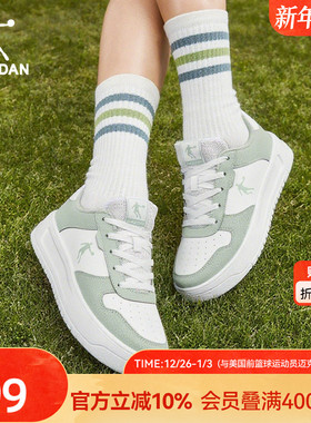 乔丹学生板鞋2025冬季绿色女款运动休闲鞋空军一号小白鞋厚底增高