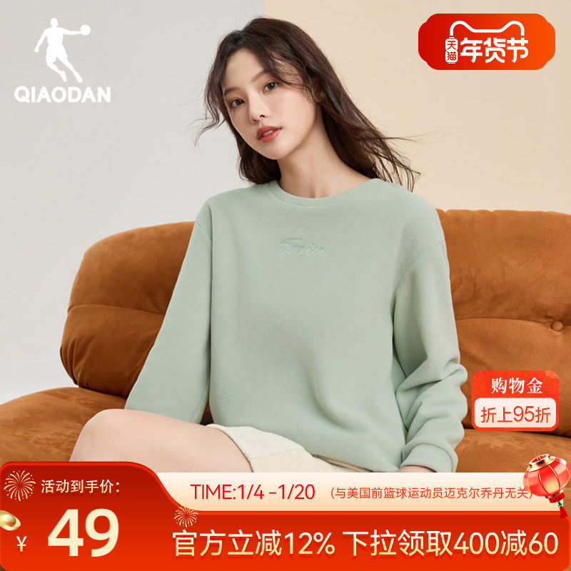 乔丹运动卫衣女2025年冬季新款加绒保暖上衣圆领时尚舒适套头衫女