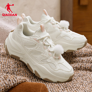 乔丹女鞋加绒棉鞋2025新款秋冬季皮面防水冬鞋运动鞋女款加棉软底