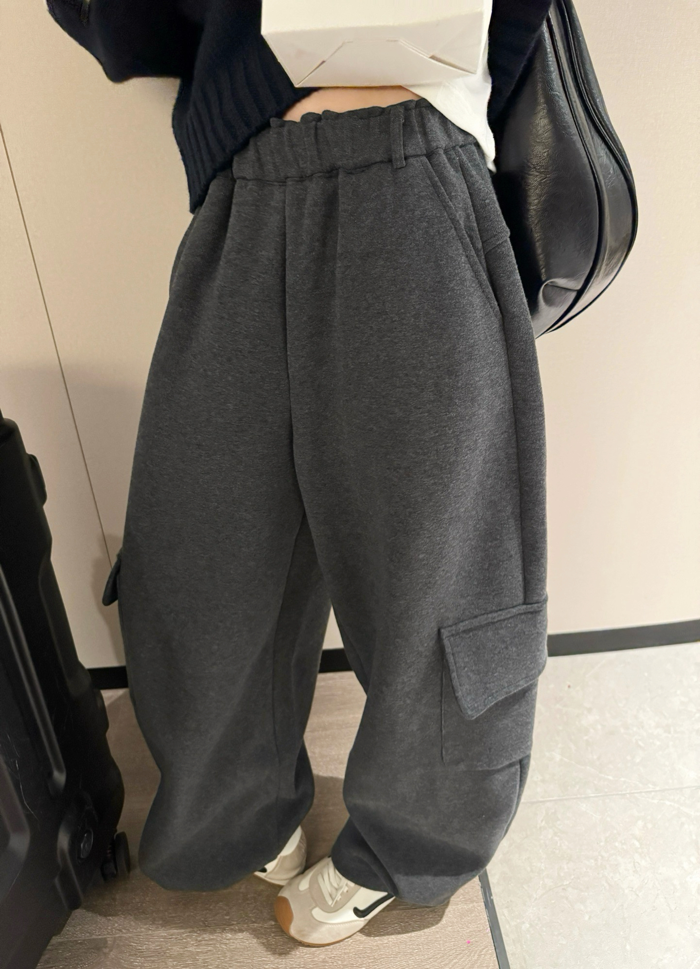 2025春秋新款百搭立体大口袋休闲卫裤女日常通勤运动束脚长裤