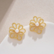 2026年春季 潮流新款 简约耳钉金色花朵高级感小众设计轻奢气质耳环
