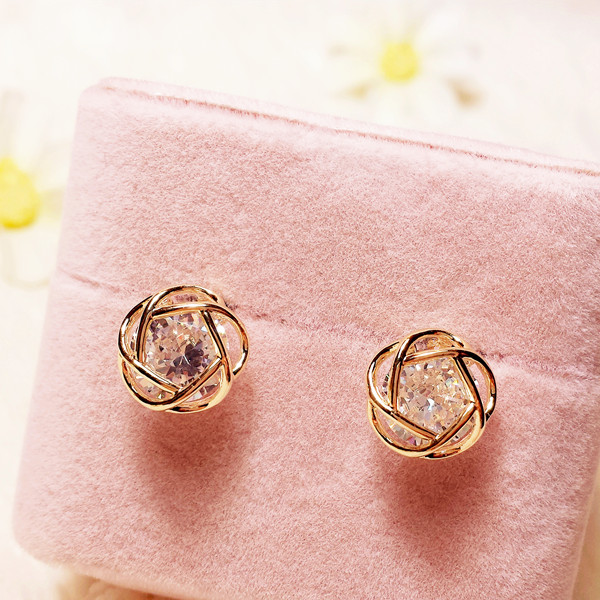 纯银玫瑰花朵镶嵌闪亮时尚饰品