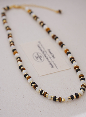 法式复古气质简约天然石项链