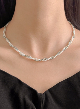 高级感缠绕双层叠戴珍珠项链个性