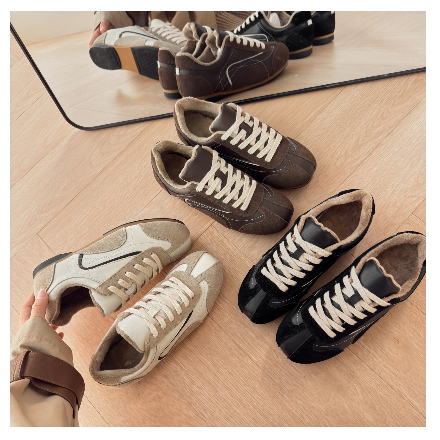 小众百搭复古软底单鞋女棕色德训鞋轻便板鞋ins风薄底单鞋