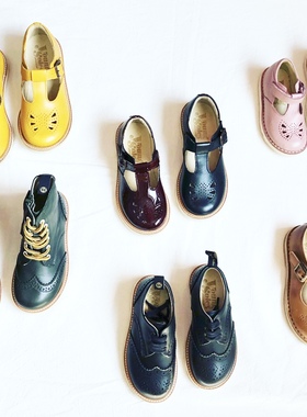 折 现货 young soles 儿童宝宝牛皮手工皮鞋中筒低帮软皮马丁靴子