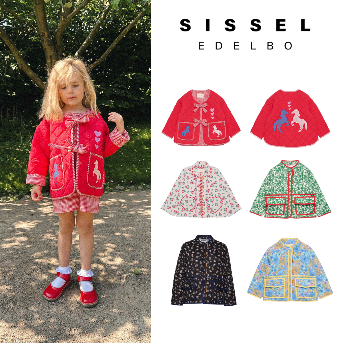 现货 丹麦 SISSEL EDELBO 25SS春夏复古亲子花色古布刺绣外套