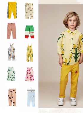 折 瑞典 mini rodini 儿童中性个性印花拼色休闲卫裤 长裤 背带裤