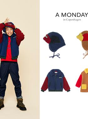 现货 丹麦 A MONDAY 24AW 秋冬儿童保暖舒适羊羔毛棉服外套帽子