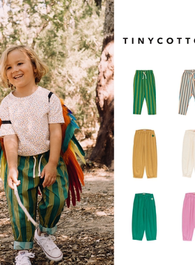 现货 Tinycottons 23ss 春夏儿童有机棉休闲复古防蚊长裤子锥形裤