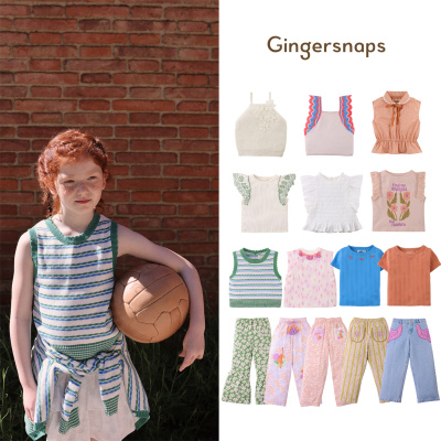现货 25SS Gingersnaps小众春夏新款女童花边T恤吊带背心裤子