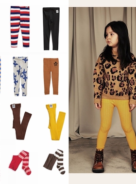 折 现货 mini rodini 秋冬 儿童舒适有机棉修身印花打底裤 长裤子