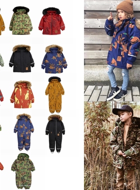 mini rodini 冬季瑞典儿童宝宝防风雨保暖棉服户外棉袄连体滑雪服