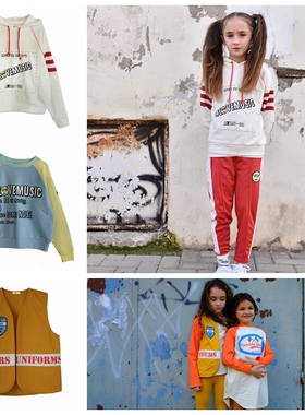 折 现货 法国 bandy button 秋冬 儿童拼色廓形卫衣帽衫个性马甲