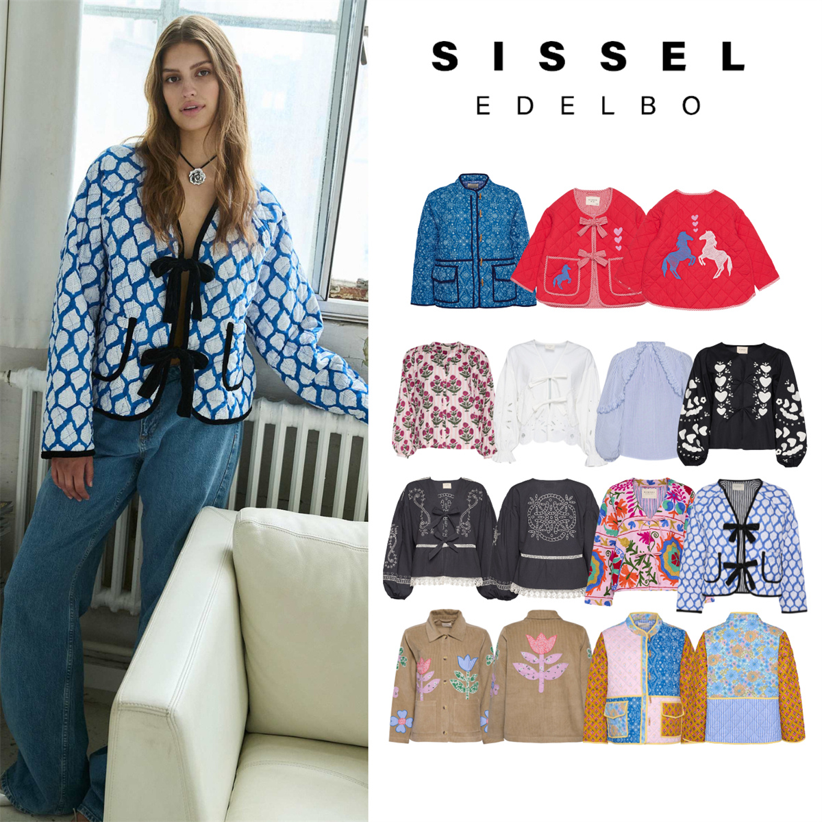 现货 丹麦 SISSEL EDELBO 25ss 复古亲子古布刺绣外套上衣连衣裙