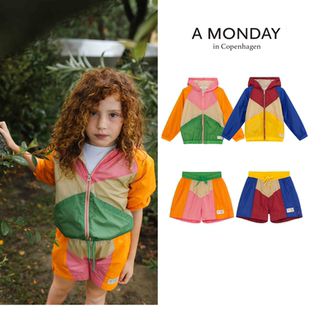 丹麦 儿童复古撞色酷帅街头夹克外套中裤 24SS 子 MONDAY 现货