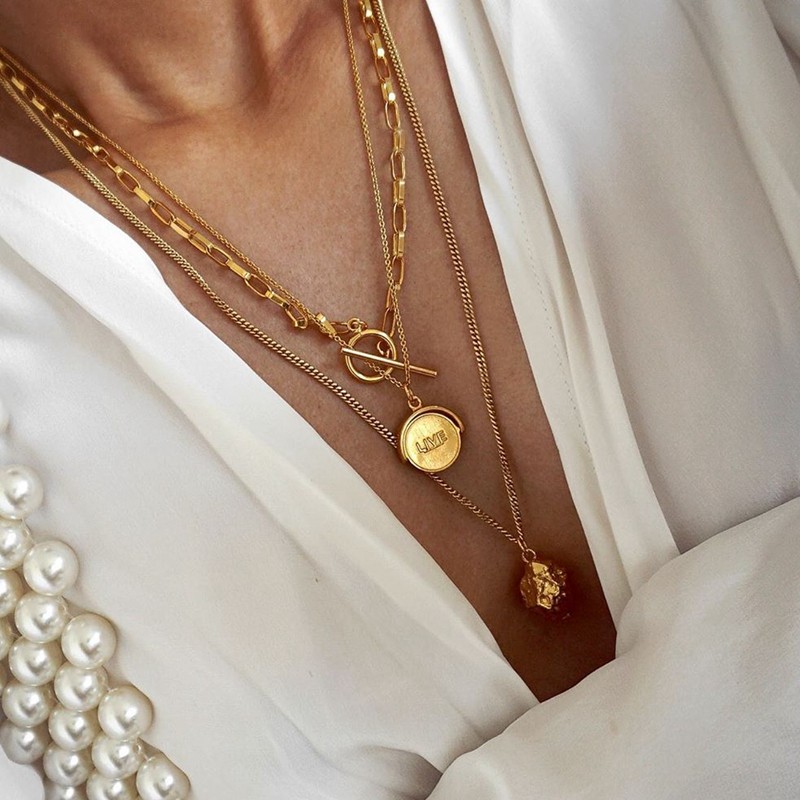 代购ins超火葡萄牙本土cinco项链限量地图金币硬币吊坠新款万能链