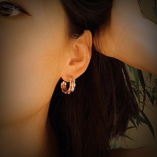 windsor设计师品牌lucky bamboo转运竹耳环多层竹节幸运韧竹耳钉