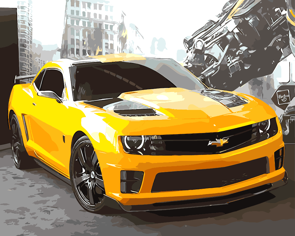 数字油画diy 变形金刚 机器人淡彩手工丙烯填充手绘装饰画 大黄蜂