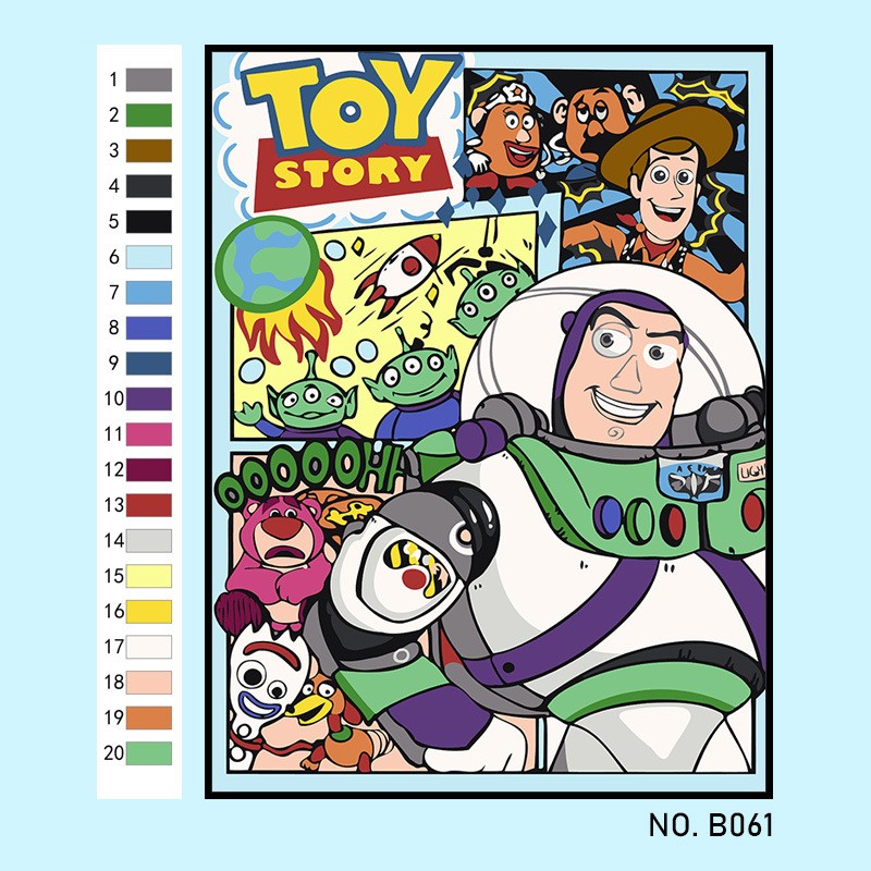 玩具总动员机器猫小新 diy数字油画卡通治愈手工画涂鸦填色装饰画