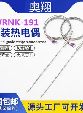 K型铠装热电偶WRNK-191电热偶针可弯曲Pt100/E/J/T温度传感器探头