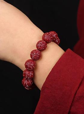 男女款回纹珠朱砂手链