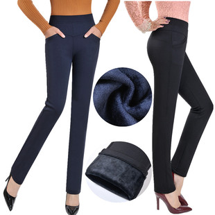 2021冬款中老年女裤加绒裤修身弹力裤子松紧腰小脚大码休闲裤外穿