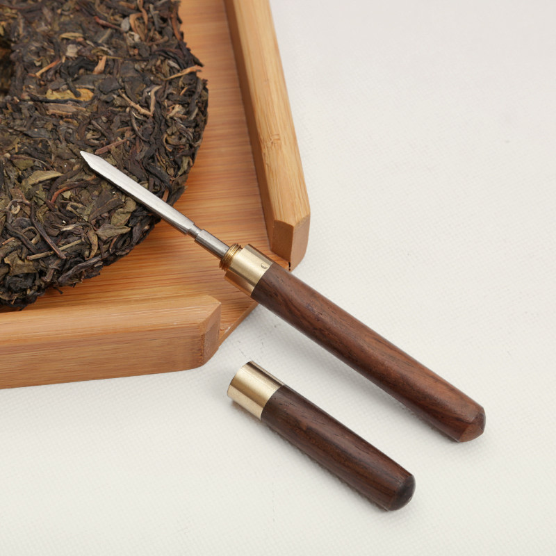 黑檀木普洱茶锥 花梨木不锈钢红黑茶针 鸡翅木茶道零配茶刀六君子