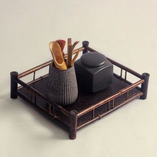 竹制茶道功夫茶具收纳盘 紫竹干泡台茶托盘 茶台茶棚杯托泡茶盘