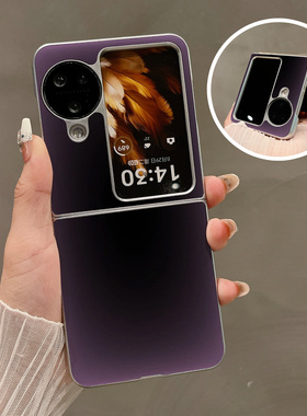 热瓜适用OPPOFindN3flip手机壳折叠屏保护套银色紫色渐变色彩油边新款气质findn2flip高档奢华翻盖视窗全包套