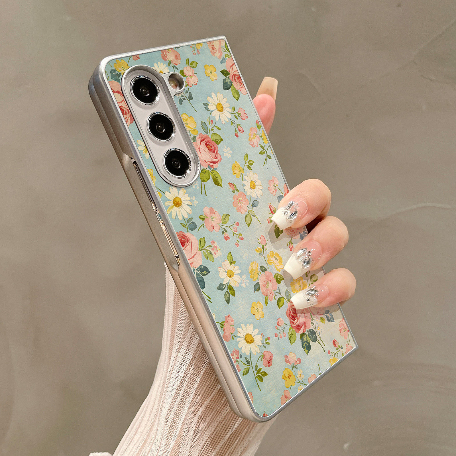 热瓜适用于三星GalaxyZFold7/6/5/4/3手机壳折叠屏保护套新款高档气质银色油边高级感全包防摔套蓝底碎花油画,3C数码配件,手机保护套/壳,淘宝优惠券,粉丝福利购,淘宝优惠卷