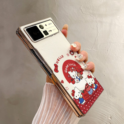 热瓜适用于小米MIXFold4/mixfold3/mixfold2手机壳折叠屏保护套新款高档气质电镀金边全包防摔套可爱幸运小猫