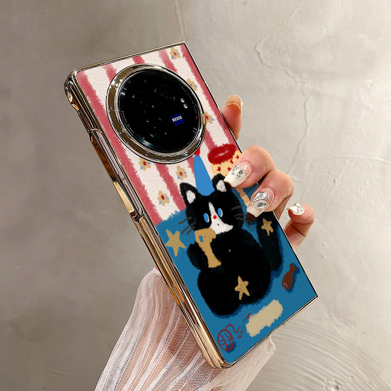 热瓜适用于VIVOXFold5/xfold3pro/xfold2手机壳折叠屏保护套新款高档气质电镀金边全包防摔套蓝地毯可爱小猫,3C数码配件,手机保护套/壳,淘宝优惠券,粉丝福利购,淘宝优惠卷
