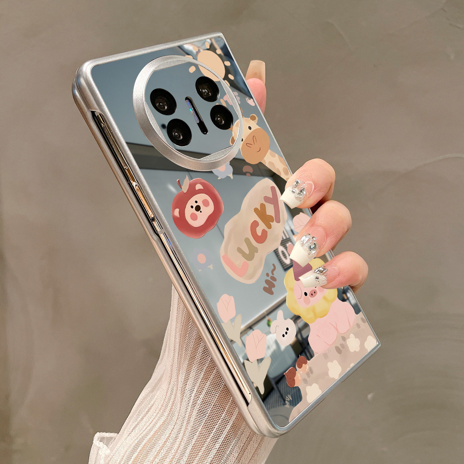 热瓜适用华为MateX6手机壳折叠屏保护套银色luck猪可爱长颈鹿镜面翻盖MateX5/X3高档折叠壳奢华新款潮全包套,3C数码配件,手机保护套/壳,淘宝优惠券,粉丝福利购,淘宝优惠卷