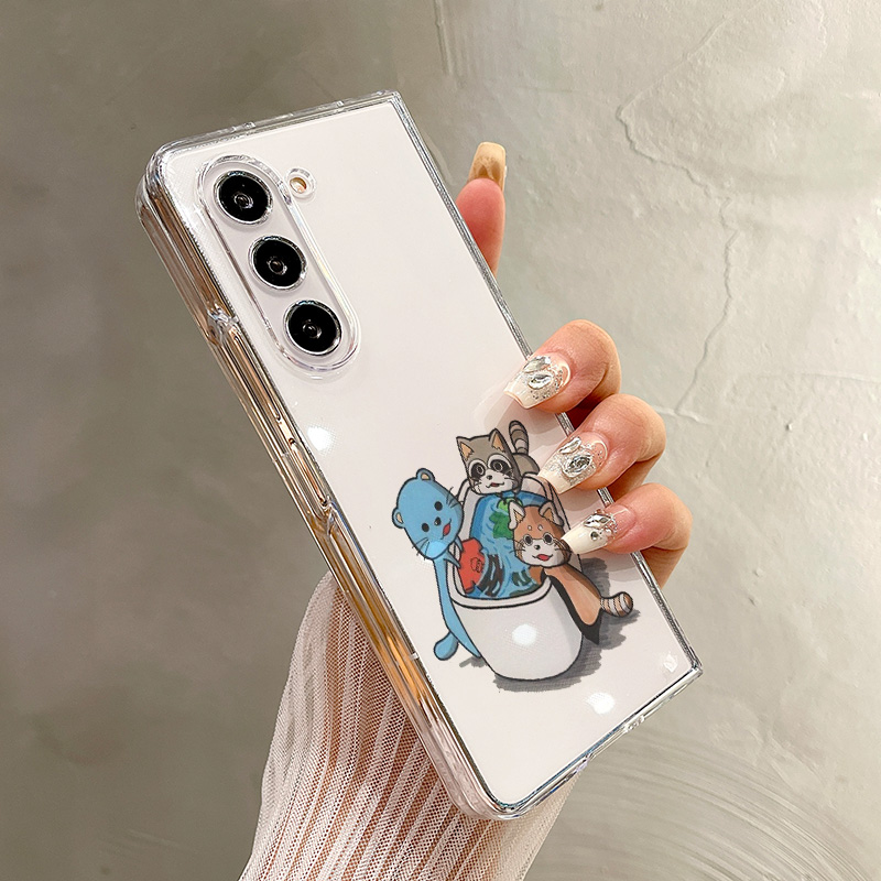 热瓜适用于三星GalaxyZFold7/6/5/4/3手机壳折叠屏保护套高档夏日卡通可爱浣熊UV透明壳新款高级感全包防摔套