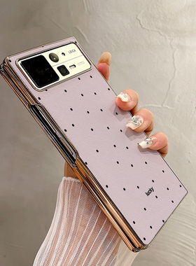 热瓜适用于小米MIXFold4/mixfold3/mixfold2手机壳折叠屏保护套新款高档气质电镀金边全包防摔套紫底黑色波点
