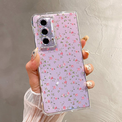 热瓜适用于荣耀MagicV5/V3/VS3/V2RSR/VS2手机壳折叠屏保护套新款高档气质UV透明壳全包防摔套满屏粉色玫瑰花