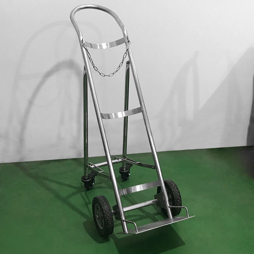 侨昱不锈钢四轮静音氧气瓶推车