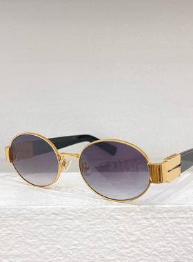 金属椭圆小框太阳眼镜男士113AV时尚复古嘻哈风遮阳墨镜女金灰银