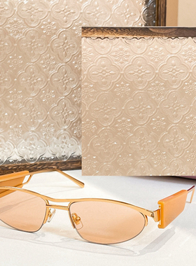 金属椭圆半框太阳眼镜132AV男女通用网红风时尚遮阳墨镜宽边镜腿