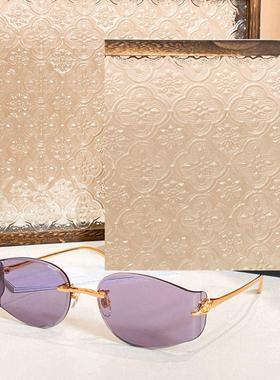 男女款金属无框时尚防紫外线墨镜