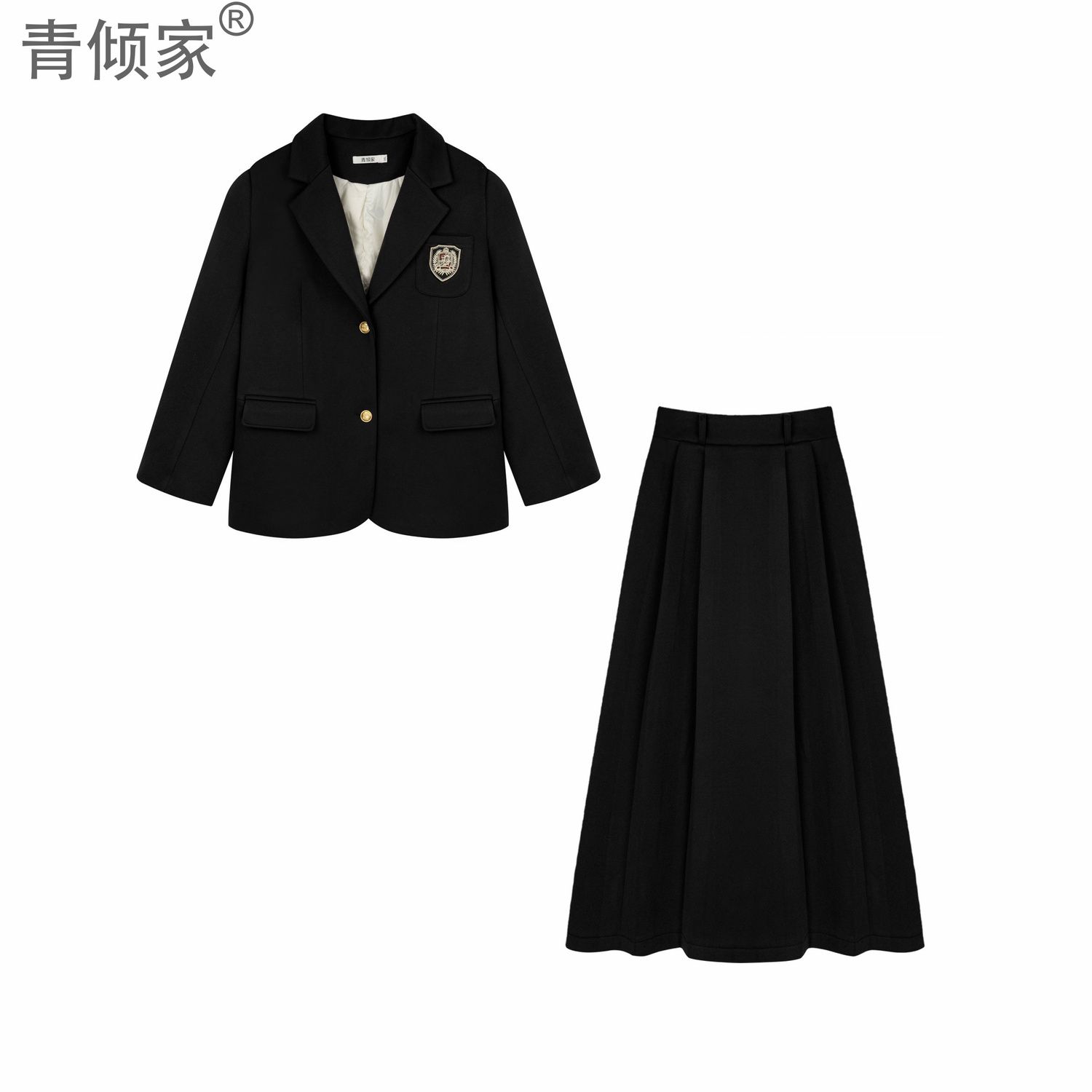 【新年新衣】冬季西装版英伦学院风JK制服羽绒外套半裙穿搭两件套