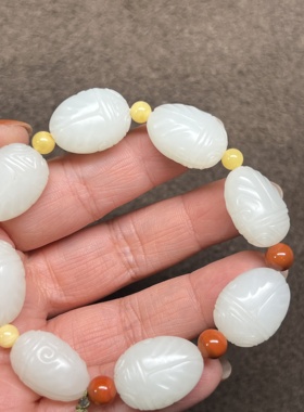 籽料仿古雕金蝉勒子手串