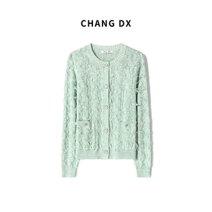 畅家CHANGDX 亚麻真丝针织开衫外套172