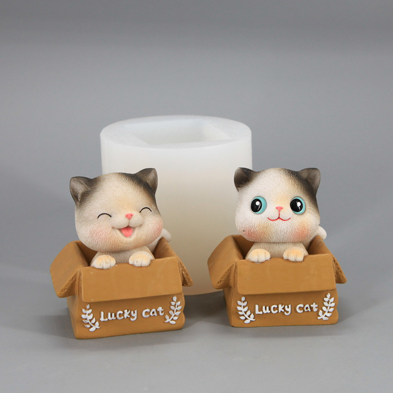 纸盒猫立体硅胶模具3D卡通巧克力蜡烛树脂石膏盐雕慕斯捏捏模具,厨房/烹饪用具,烘焙模具,淘宝优惠券,粉丝福利购,淘宝优惠卷