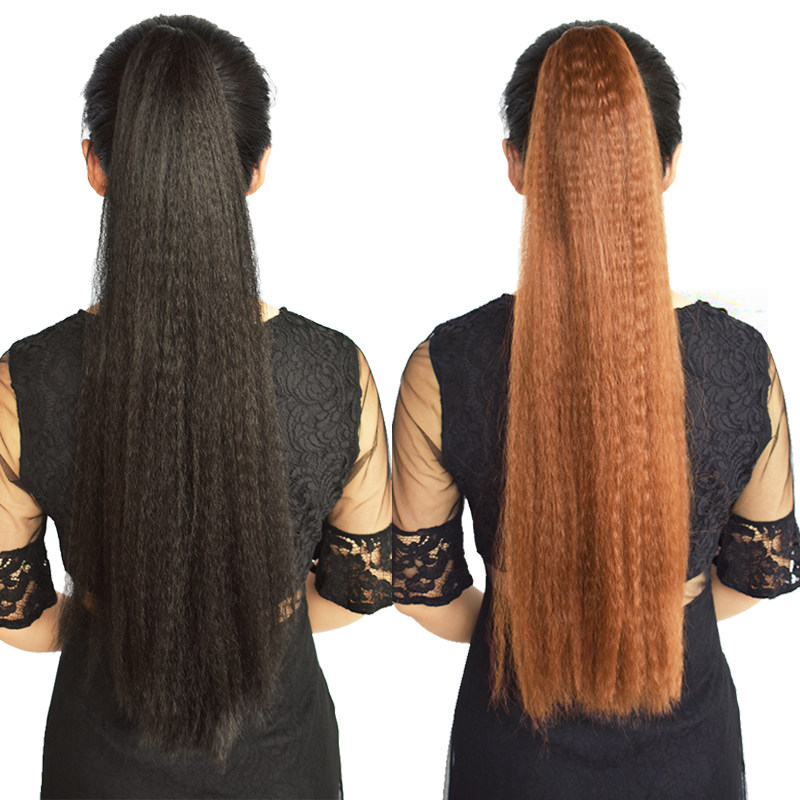 假发女长卷发绑带式玉米须拉丝马尾逼真自然超长款玉米烫马尾辫子