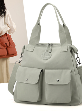 外出便携大容量多口袋托特包夏季新款通勤单肩斜挎尼龙时尚妈咪包