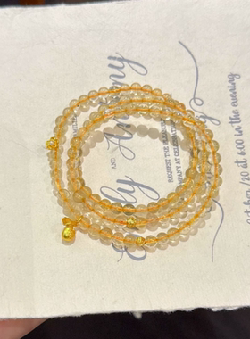 天然金发晶手串水晶多圈手链招财转运女古风手工串珠饰品手链女